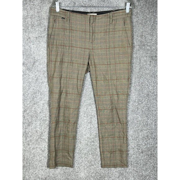 Anthropologie Pants - Anthropologie Essential Slim Pants Womens Sz 8 Stretch Plaid Houndstooth Pockets